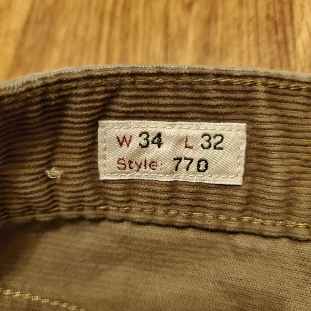 J Crew Corduroy Pants Men 34x32 Brown Straight Fit Chino Stretch Preppy‎